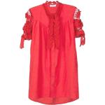 Vestidos rojos de lino de lino manga corta de encaje Amir Slama fruncido para mujer 