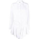 Vestidos camiseros blancos de algodón rebajados manga larga con escote asimétrico The Attico con volantes talla XL para mujer 