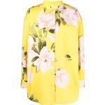 Vestidos amarillos de algodón de fiesta rebajados manga larga floreados Valentino Garavani con motivo de flores talla S para mujer 