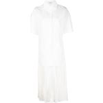 Vestidos camiseros blancos de poliester rebajados de encaje para mujer 