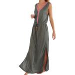 Vestidos marrones de viscosa de verano con escote V bohemios BANANA MOON talla 5XL para mujer 