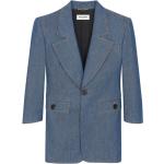 Vestidos azules de algodón de manga tres cuartos tres cuartos Saint Laurent Paris talla XS para mujer 