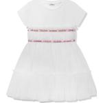 Vestidos blancos de poliamida de manga corta infantiles informales con logo Guess 7 años 