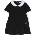 Vestidos negros de algodón de manga corta infantiles informales con logo Armani Emporio Armani para niña 