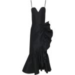 Vestidos negros de seda de fiesta Carolina Herrera con volantes talla XXS para mujer 