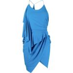 Vestidos azules de viscosa de fiesta rebajados con tirantes finos con escote asimétrico talla XL para mujer 