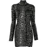 Vestidos negros de viscosa de manga larga rebajados manga larga con cuello alto leopardo Roberto Cavalli talla L para mujer 