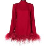 Vestidos rectos rojos de viscosa rebajados manga larga con cuello alto talla XXL para mujer 