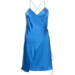 Vestidos azules de seda de fiesta rebajados sin mangas con escote cruzado con lazo talla XS para mujer 