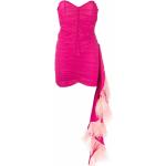 Vestidos rosas de poliester sin mangas rebajados sin mangas con escote asimétrico fruncido talla XL para mujer 