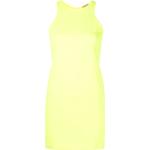 Vestidos amarillos fluorescentes de spandex sin mangas rebajados sin mangas con cuello redondo talla XS para mujer 