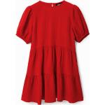 Vestidos rojos de tencel Tencel de manga corta mini manga corta con cuello redondo Desigual talla S de materiales sostenibles para mujer 