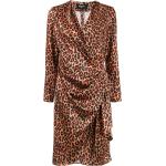 Vestidos marrones de poliester de manga larga rebajados manga larga con escote cruzado leopardo Paule Ka con lazo talla XL para mujer 