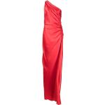 Vestidos rojos de seda sin mangas sin mangas sin hombros para mujer 