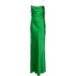 Vestidos verdes de seda de fiesta con tirantes finos con escote cuadrado para mujer 