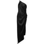 Vestidos negros de seda de fiesta rebajados asimétrico para mujer 