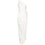 Vestidos blancos de seda de fiesta rebajados con escote asimétrico para mujer 