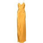 Vestidos dorados de seda de fiesta rebajados con tirantes finos con escote V para mujer 