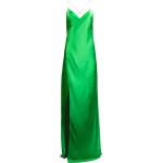Vestidos verdes de seda de fiesta con escote cruzado para mujer 