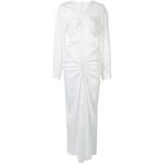 Vestidos blancos de viscosa de manga larga manga larga de punto fruncido talla 3XL para mujer 