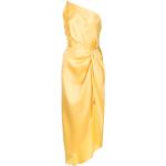 Vestidos amarillos de seda de fiesta rebajados con escote asimétrico talla XL para mujer 