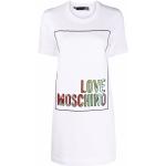 Vestidos blancos de algodón de manga corta rebajados manga corta con cuello redondo con logo MOSCHINO Love Moschino talla M para mujer 