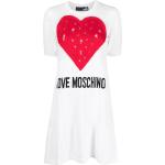 Vestidos blancos de algodón de manga corta rebajados manga corta con cuello redondo con logo MOSCHINO Love Moschino talla L para mujer 