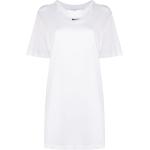 Vestidos blancos de algodón de manga corta manga corta con cuello redondo con logo Nike Swoosh para mujer 