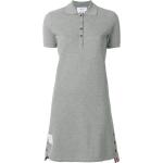 Vestidos grises de algodón de manga corta manga corta con escote asimétrico con logo Thom Browne talla 3XL para mujer 