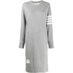 Vestidos grises de algodón de manga larga manga larga con cuello redondo con logo Thom Browne talla M para mujer 