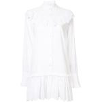 Vestidos cortos blancos de algodón rebajados manga larga con volantes talla XS para mujer 