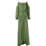 Vestidos rectos verdes de seda con tirantes finos maxi con escote asimétrico Amir Slama para mujer 
