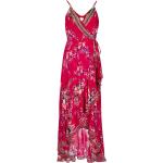 Vestidos largos rosas de seda rebajados maxi sin mangas floreados con motivo de flores talla S para mujer 
