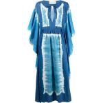 Vestidos largos azules de algodón rebajados maxi con cuello redondo Tie dye Alberta Ferretti con lazo talla 3XL para mujer 
