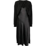 Vestidos negros de poliester de manga larga rebajados maxi manga larga fruncido talla M para mujer 