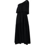 Vestidos negros de algodón de lino rebajados maxi sin mangas con volantes talla M para mujer 