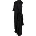 Vestidos negros de lino de lino rebajados maxi con escote asimétrico YOHJI YAMAMOTO talla XXS para mujer 