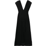 Vestidos negros de lino de lino rebajados maxi manga corta talla XS para mujer 