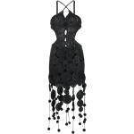 Vestidos negros de viscosa de fiesta rebajados con tirantes finos con crochet talla XS para mujer 