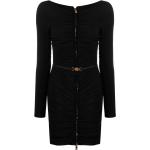 Vestidos negros de viscosa de manga larga rebajados manga larga VERSACE fruncido talla XL para mujer 