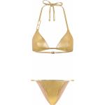 Bikinis halter dorados de poliester con logo Dolce & Gabbana con lazo para mujer 