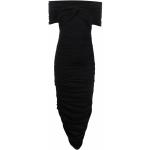 Vestidos ajustados negros de algodón rebajados con escote asimétrico fruncido talla XS para mujer 