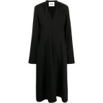 Vestidos negros de viscosa de manga larga rebajados manga larga con escote V Jil Sander talla XXS para mujer 