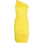 Vestidos amarillos de poliester sin mangas por la rodilla sin mangas con escote asimétrico NORMA KAMALI fruncido para mujer 