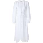 Vestidos blancos de algodón de manga larga rebajados manga larga con escote pronunciado talla XS para mujer 