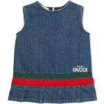 Vestidos azules de poliester sin mangas infantiles informales con logo Gucci 