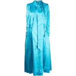 Vestidos azules de viscosa sin mangas rebajados media pierna sin mangas con cuello redondo arrugados Balenciaga con lazo talla XS para mujer 