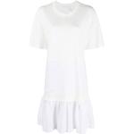 Vestidos blancos de algodón de manga corta rebajados por la rodilla manga corta con cuello redondo Chloé See by Chloé para mujer 
