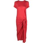 Vestidos rojos de lino de lino rebajados por el tobillo manga corta con cuello redondo Ralph Lauren Polo Ralph Lauren fruncido talla L para mujer 