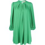 Vestidos rectos verdes de poliester rebajados manga larga con cuello redondo fruncido talla XL para mujer 